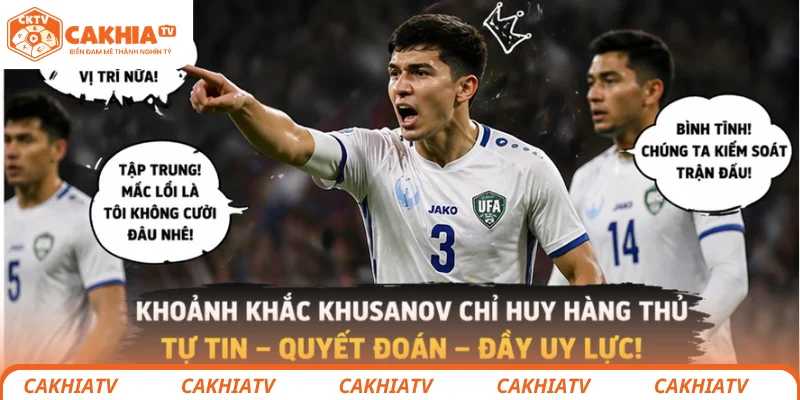 Khoảnh khắc Khusanov chỉ huy hàng thủ với sự tự tin